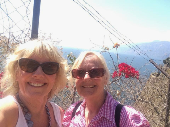 Karen hiking with her sister visiting from the States.