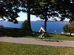 Linda cycling.