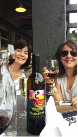 Celebrate the successes! My friends Wendy Delaney and Natalie French (also authors, and friends from before any of us were published) share a glass of wine celebrating my first New York release, "Hannah and the Highlander" (St. Martin’s Press). 