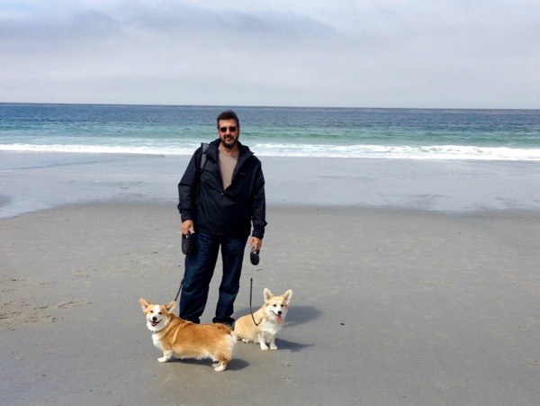 James with Corgis