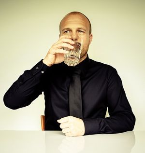 businessman drink water