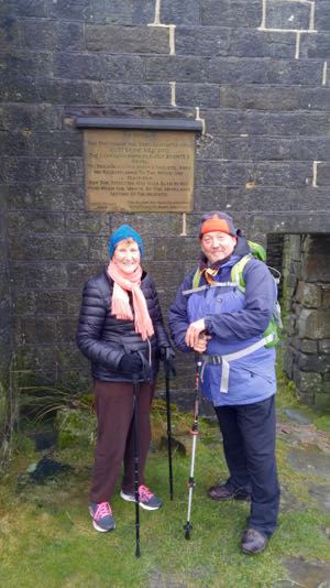 The day I hiked to Wuthering Heights. I'm standing in front of the Bronte house with a guide. 