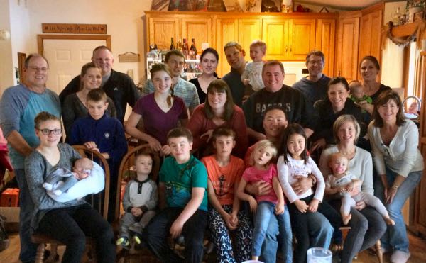 Family photo of our kids, spouses, and grand-kids from last year. And we are missing three grand-kids!