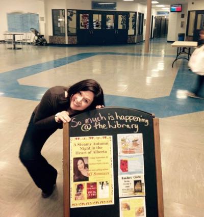 Me at a book reading at a library in the small town of Stettler, Alberta.